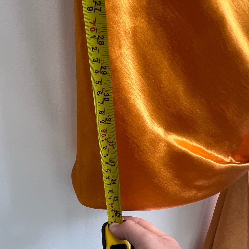 Cinq a Sept Ryder Satin Mini Slip Dress Cowl Neck Knotted Tie Orange Bronze, 6 - Picture 16 of 16